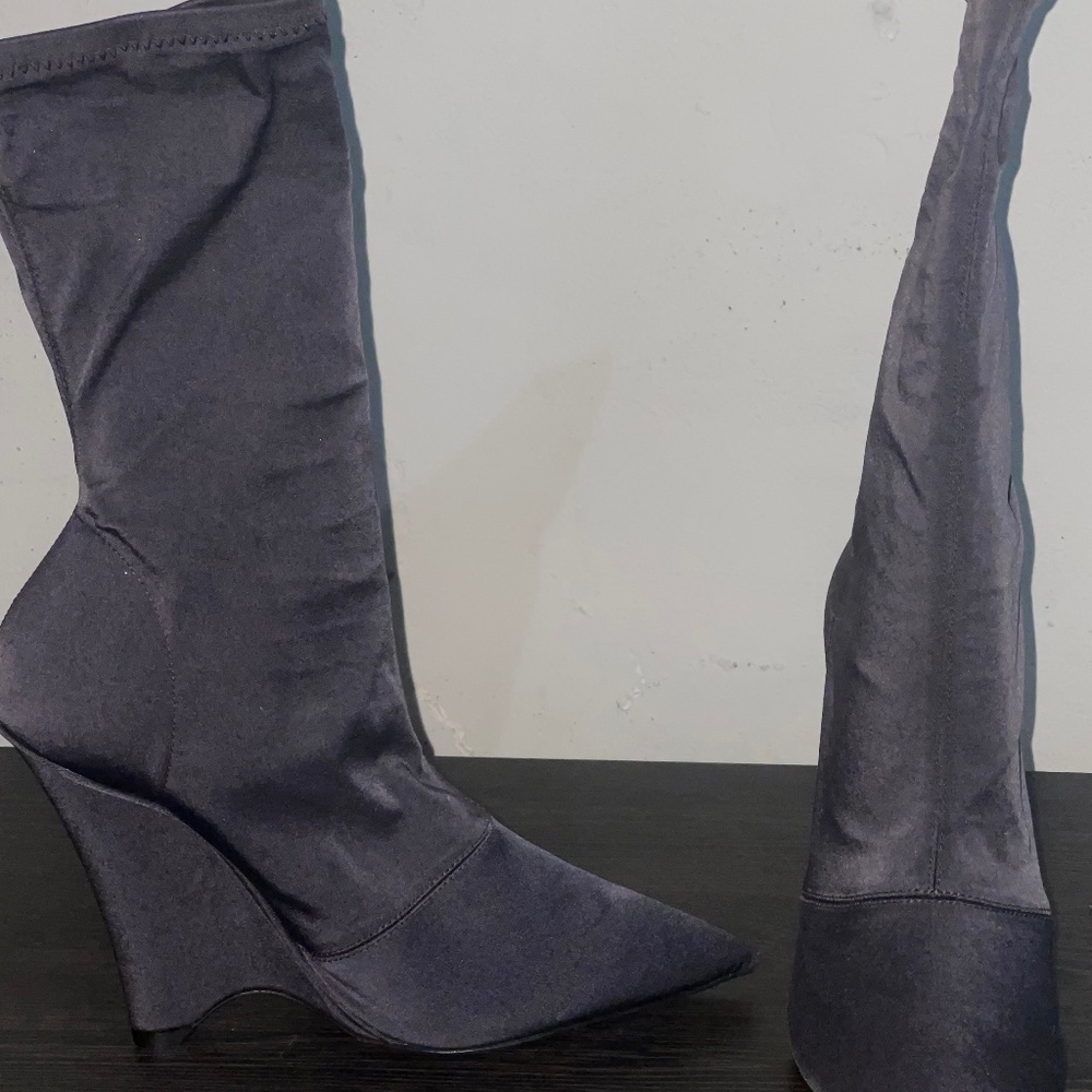 Black Satin Strech Wedge Boot Yeezy